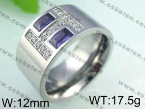 Stainless Steel Stone&Crystal Ring - KR24210-D