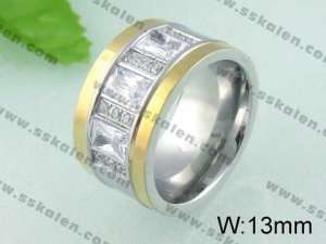 Stainless Steel Stone&Crystal Ring   - KR24273-K