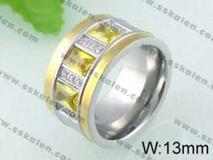 Stainless Steel Stone&Crystal Ring   - KR24279-K