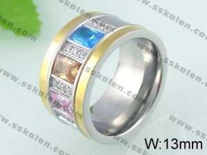 Stainless Steel Stone&Crystal Ring   - KR24286-K