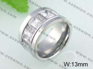 Stainless Steel Stone&Crystal Ring - KR24302-K