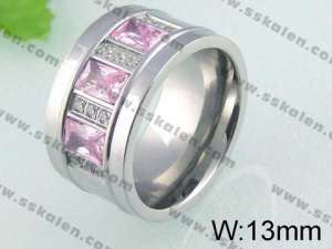 Stainless Steel Stone&Crystal Ring - KR24307-K