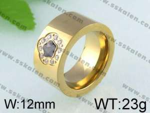 Stainless Steel Stone&Crystal Ring   - KR24413-K