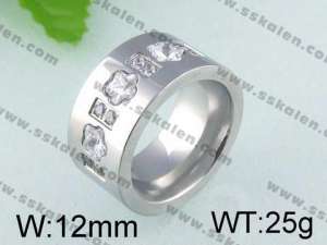 Stainless Steel Stone&Crystal Ring   - KR24419-K