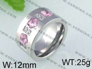 Stainless Steel Stone&Crystal Ring    - KR24421-K