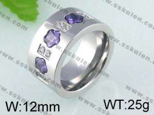 Stainless Steel Stone&Crystal Ring    - KR24422-K