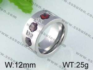 Stainless Steel Stone&Crystal Ring   - KR24423-K