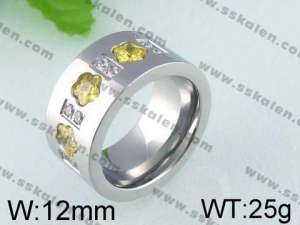 Stainless Steel Stone&Crystal Ring   - KR24424-K