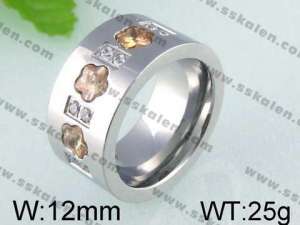 Stainless Steel Stone&Crystal Ring    - KR24425-K