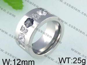 Stainless Steel Stone&Crystal Ring    - KR24426-K