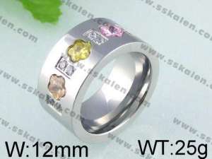 Stainless Steel Stone&Crystal Ring   - KR24429-K