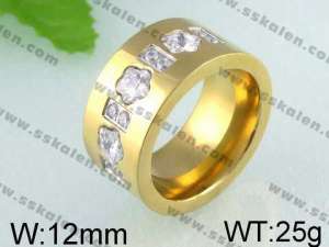 Stainless Steel Stone&Crystal Ring   - KR24430-K