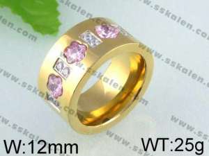 Stainless Steel Stone&Crystal Ring   - KR24432-K