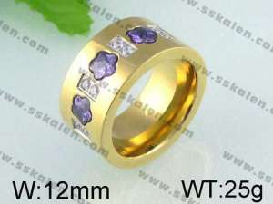 Stainless Steel Stone&Crystal Ring   - KR24433-K