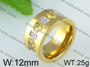 Stainless Steel Stone&Crystal Ring   - KR24434-K