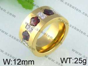 Stainless Steel Stone&Crystal Ring   - KR24435-K