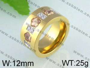 Stainless Steel Stone&Crystal Ring   - KR24436-K