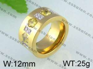 Stainless Steel Stone&Crystal Ring   - KR24437-K