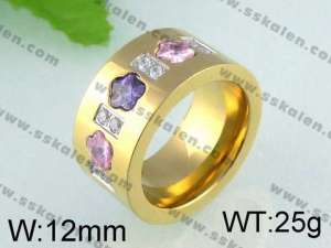 Stainless Steel Stone&Crystal Ring - KR24439-K