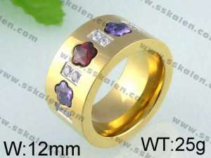 Stainless Steel Stone&Crystal Ring - KR24441-K