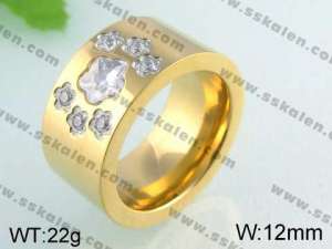 Stainless Steel Stone&Crystal Ring   - KR24597-K