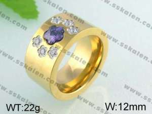 Stainless Steel Stone&Crystal Ring   - KR24599-K