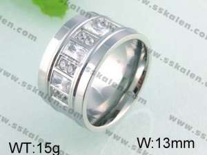Stainless Steel Stone&Crystal Ring   - KR24603-K