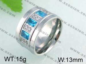 Stainless Steel Stone&Crystal Ring   - KR24605-K