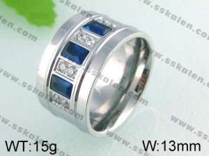 Stainless Steel Stone&Crystal Ring    - KR24607-K