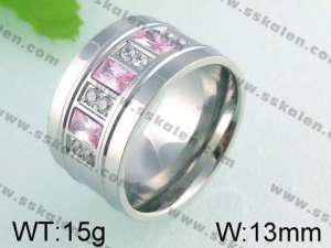 Stainless Steel Stone&Crystal Ring    - KR24608-K