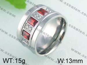 Stainless Steel Stone&Crystal Ring    - KR24609-K