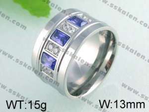 Stainless Steel Stone&Crystal Ring    - KR24610-K