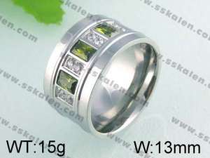 Stainless Steel Stone&Crystal Ring    - KR24611-K