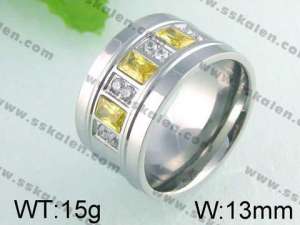 Stainless Steel Stone&Crystal Ring   - KR24613-K