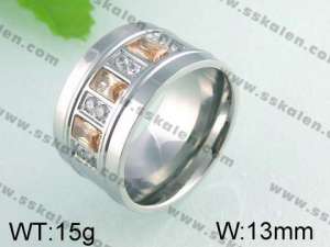 Stainless Steel Stone&Crystal Ring   - KR24614-K