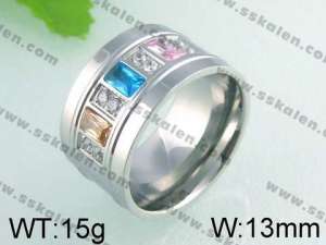 Stainless Steel Stone&Crystal Ring   - KR24615-K