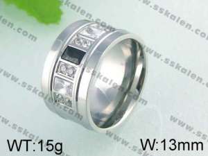 Stainless Steel Stone&Crystal Ring   - KR24616-K