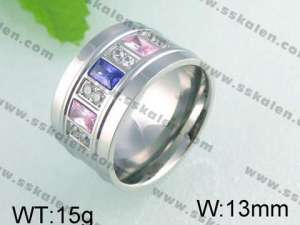 Stainless Steel Stone&Crystal Ring   - KR24617-K