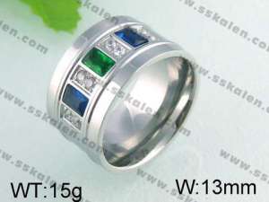 Stainless Steel Stone&Crystal Ring    - KR24618-K