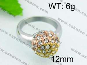 Stainless Steel Stone&Crystal Ring - KR25539-L