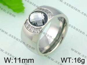 Stainless Steel Stone&Crystal Ring - KR25864-K