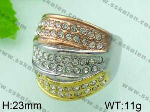 Stainless Steel Stone&Crystal Ring - KR26263-L