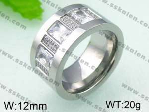 Stainless Steel Stone&Crystal Ring - KR26851-K