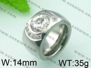 Stainless Steel Stone&Crystal Ring - KR27025-K