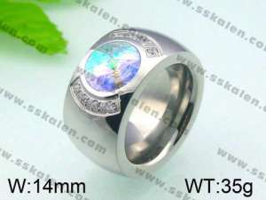 Stainless Steel Stone&Crystal Ring - KR28092-K