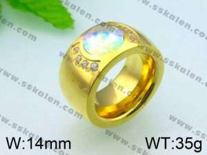 Stainless Steel Stone&Crystal Ring - KR28096-K