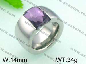  Stainless Steel Stone&Crystal Ring - KR28660-K