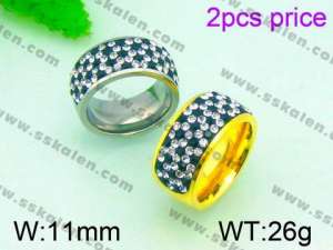 Stainless Steel Stone&Crystal Ring - KR30872-K