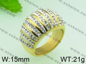 Stainless Steel Stone&Crystal Ring - KR31337-L