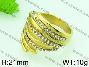 Stainless Steel Stone&Crystal Ring - KR31345-L